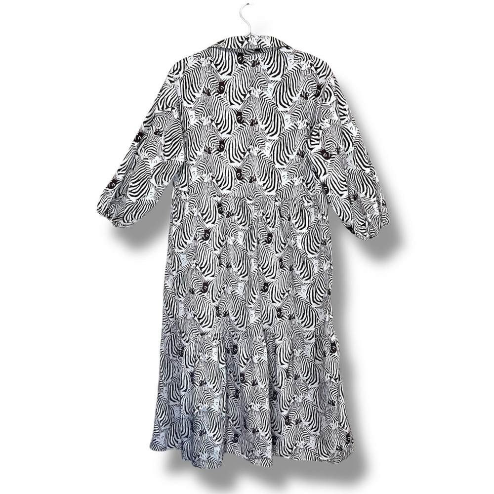 Anthropologie Maeve Bettina Dress Tiered zebra Print Buttondown Shirt Dr… - Picture 6 of 13
